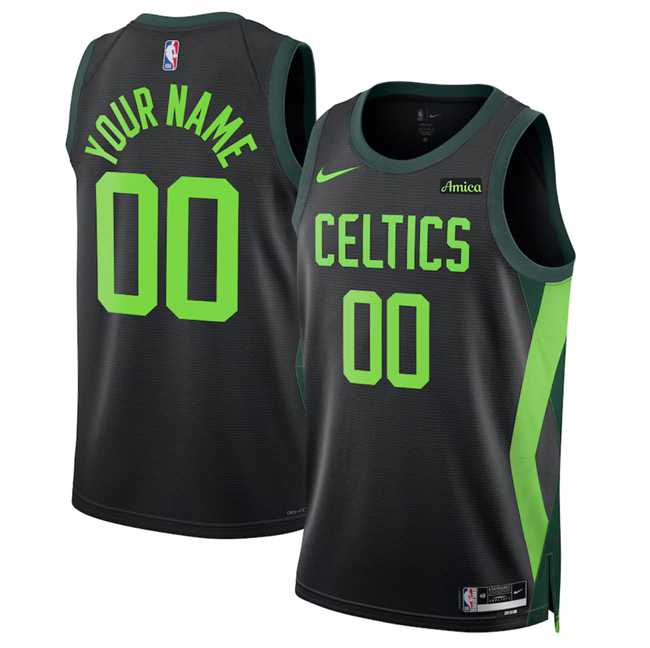 Mens Boston Celtics Active Player Custom Black 2024-25 City Edition Stitched Basketball Jersey->customized nba jersey->Custom Jersey